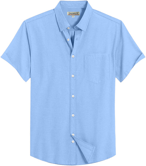 Men's Sky Blue Cotton Solid Half Sleeves Casual Shirt