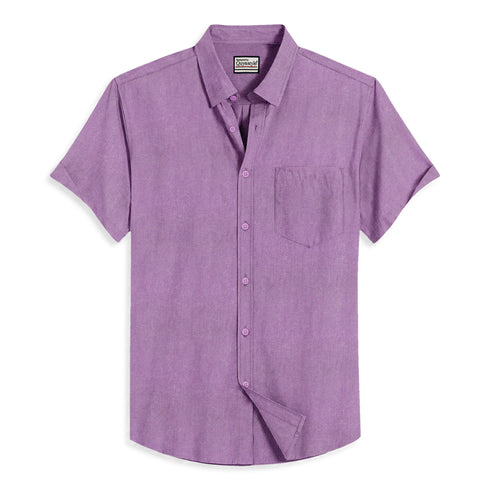 Oxford Cotton Purple Plain Men's Half Shirts