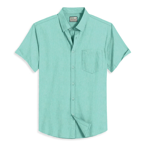 Oxford Cotton Green Plain Men's Half Shirts