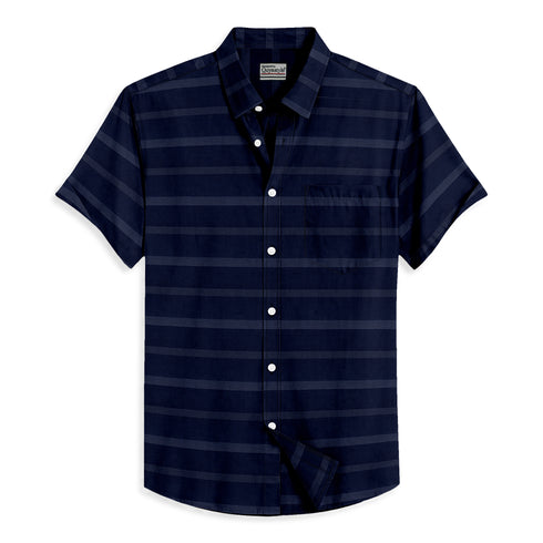 Oxford Cotton Solid Striped Half Sleeves Shirt