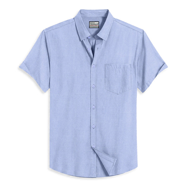 Oxford Cotton Blue Plain Men's Half Shirts