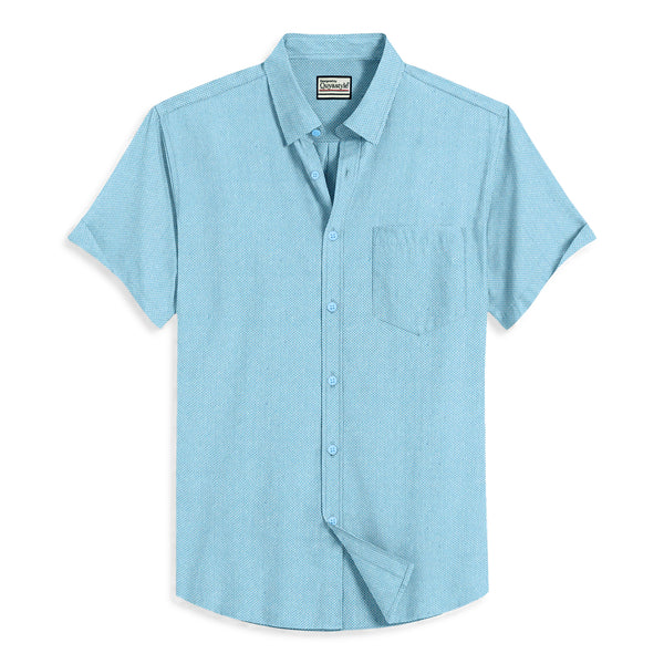 Oxford Cotton Light Blue Plain Men's Half Shirts