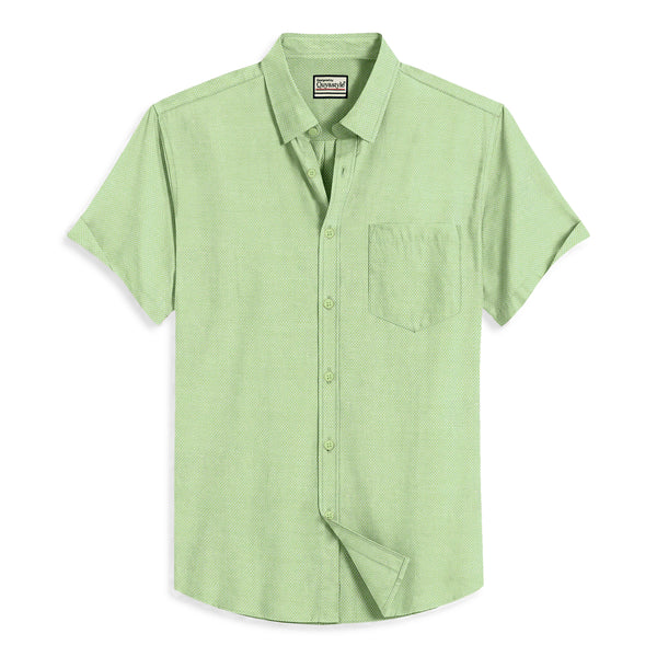 Oxford Cotton Olive Green Plain Men's Half Shirts