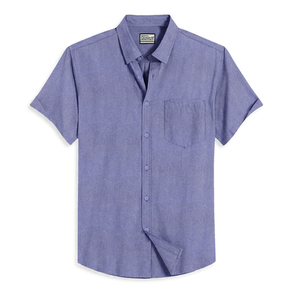 Oxford Cotton Blue Plain Men's Half Shirts