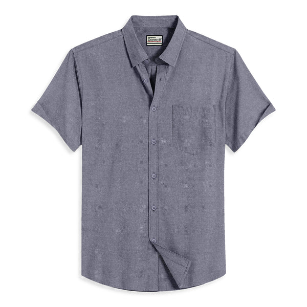 Oxford Cotton Dark Grey Plain Men's Half Shirts