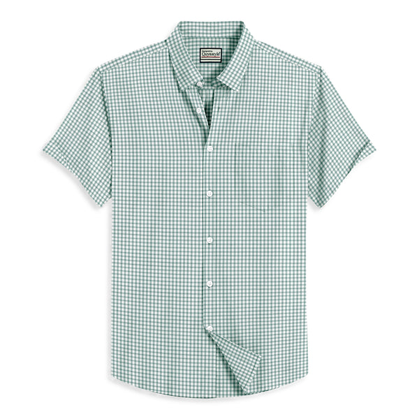 Oxford Cotton Olive Green Box Printed Half Sleeves Shirts