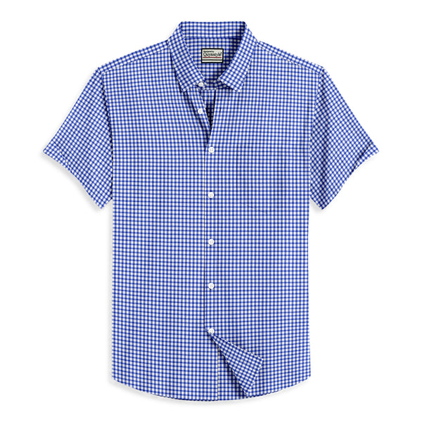 Oxford Cotton Blue Box Printed Half Sleeves Shirts