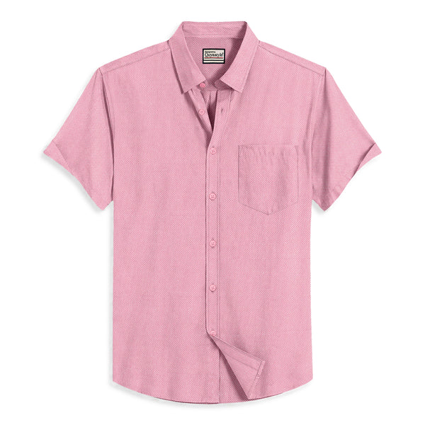 Oxford Cotton Pink Plain Men's Half Shirts