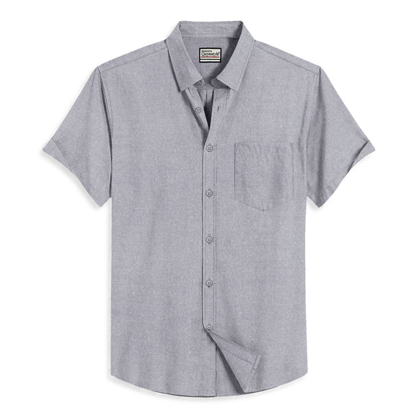 Oxford Cotton Light Grey Plain Men's Half Shirts
