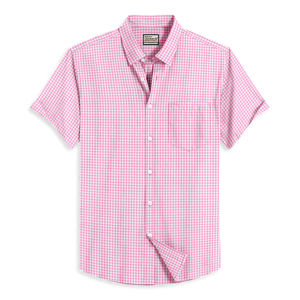 Oxford Cotton Pink Box Printed Half Sleeves Shirts