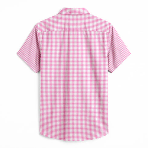 Oxford Cotton Pink Box Printed Half Sleeves Shirts
