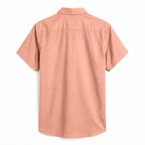 Oxford Cotton Orange Plain Men's Half Shirts