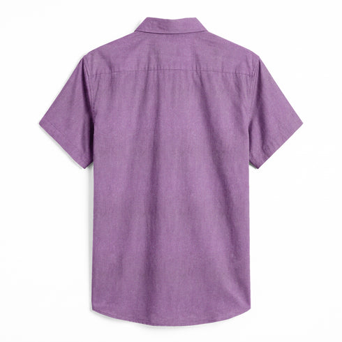 Oxford Cotton Purple Plain Men's Half Shirts