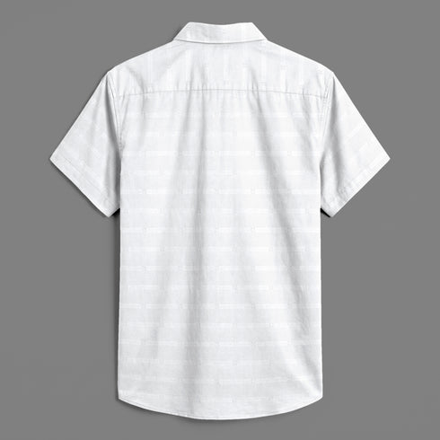 Oxford Cotton White Plain Striped Half Sleeves Shirts
