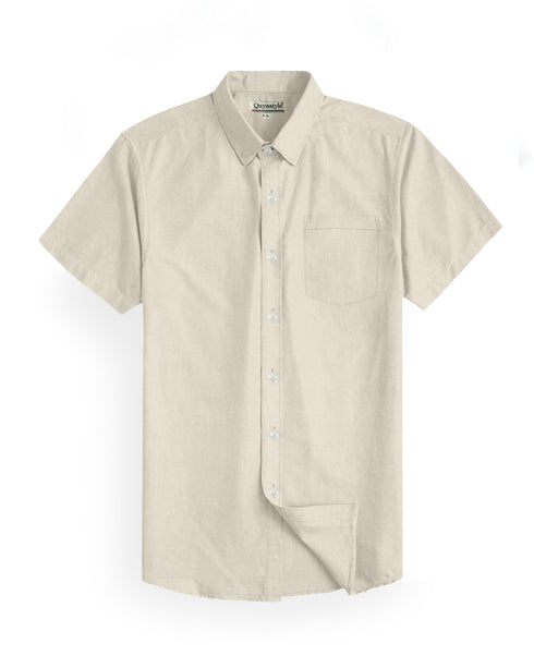 Men's Beige Regular Fit Half Sleeves Shirt