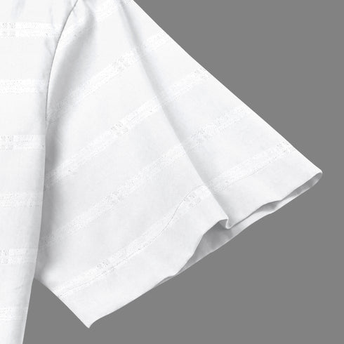 Oxford Cotton White Plain Striped Half Sleeves Shirts