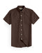 Dark Brown Cotton Solid Half Sleeves Shirt