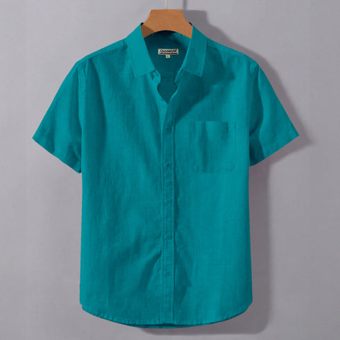 Men's Grey Cotton Solid Half Sleeves Casual Shirt