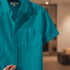 Turquoise Oxford Regular Fit Plain Shirt Half Sleeves