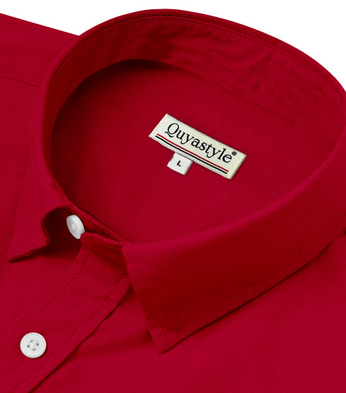 Men's Red Cotton Solid Half Sleeves Casual Shirt
