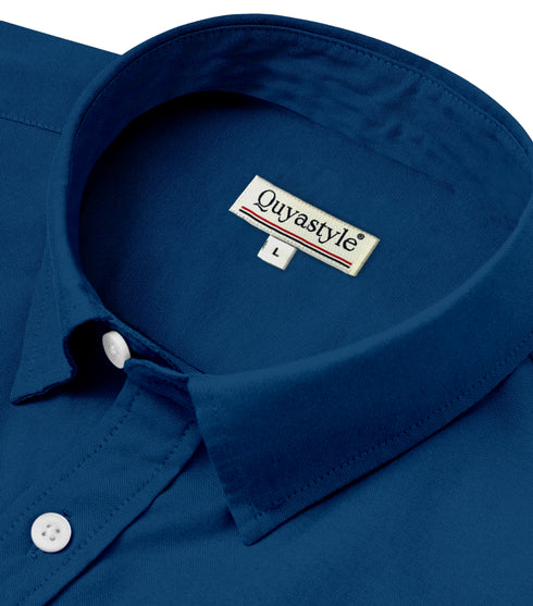 Royal Blue Cotton Solid Half Sleeves Shirt