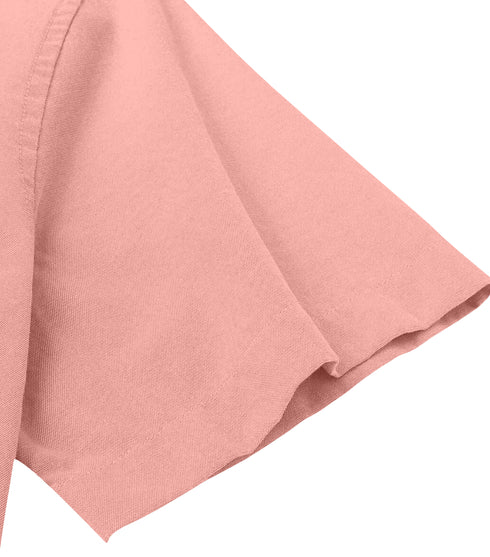 Pink Cotton Solid Half Sleeves Shirt