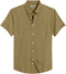 Khaki Green Cotton Solid Half Sleeves Shirt