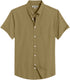 Khaki Green Cotton Solid Half Sleeves Shirt