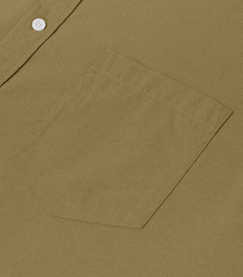 Khaki Green Cotton Solid Half Sleeves Shirt