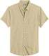 Beige Cotton Solid Half Sleeves Shirt
