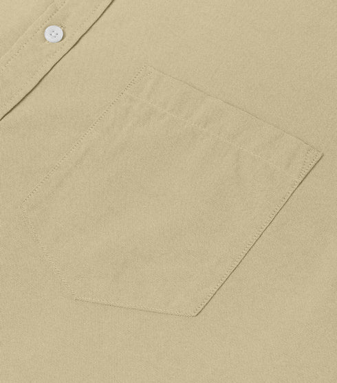 Beige Cotton Solid Half Sleeves Shirt