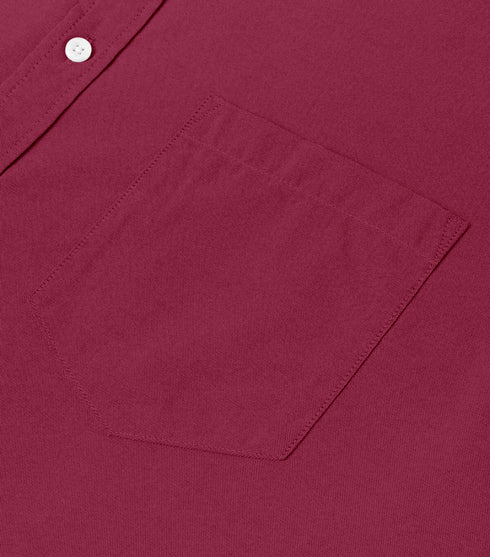 Wine Cotton Solid Half Sleeves Shirt