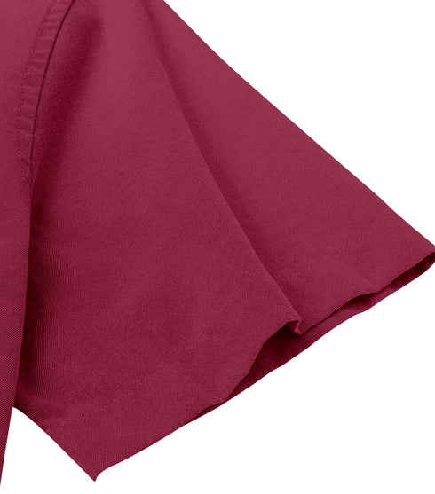 Wine Cotton Solid Half Sleeves Shirt
