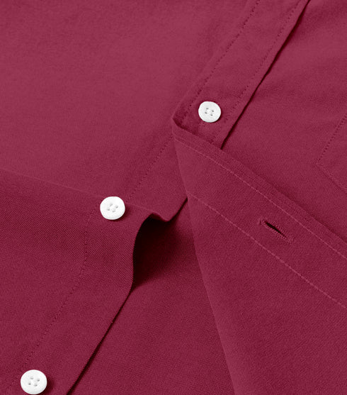 Wine Cotton Solid Half Sleeves Shirt