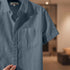 Dark Grey Linen Cotton Regular Fit Plain Half Shirt