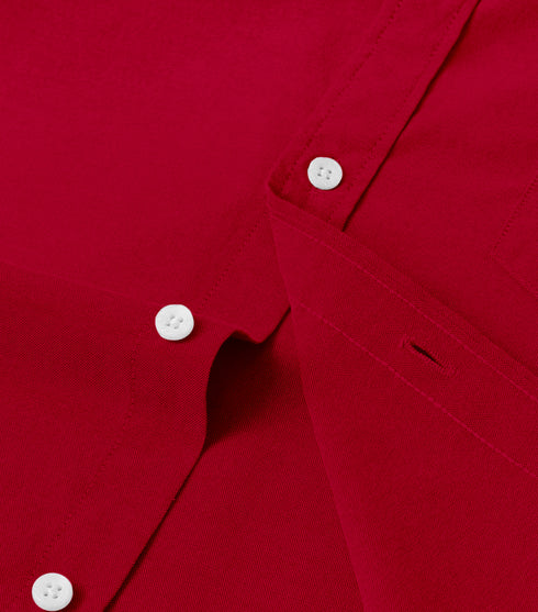 Men's Red Cotton Solid Half Sleeves Casual Shirt