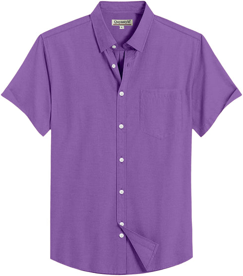 Purple Cotton Solid Half Sleeves Shirt