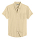 Beige Cotton Solid Half Sleeves Shirt