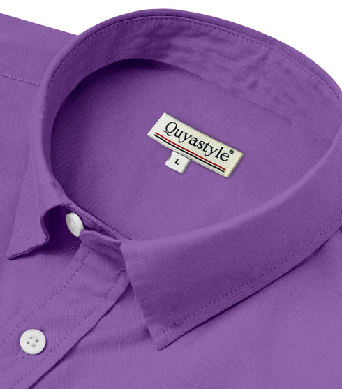 Purple Cotton Solid Half Sleeves Shirt