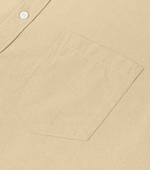 Beige Cotton Solid Half Sleeves Shirt