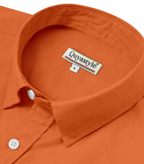 Orange Cotton Solid Half Sleeves Shirt