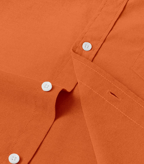 Orange Cotton Solid Half Sleeves Shirt