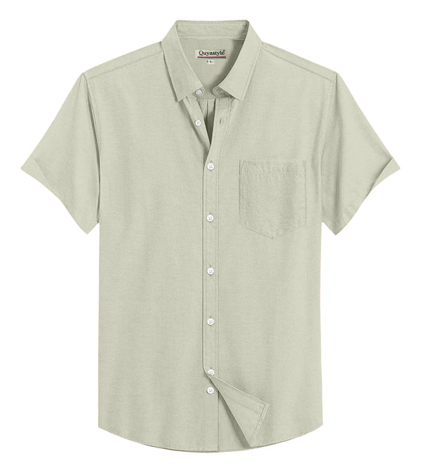 Pastel Grey Cotton Solid Half Sleeves Shirt