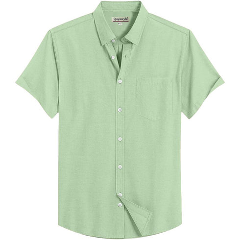 Olive Green Cotton Solid Half Sleeves Shirt
