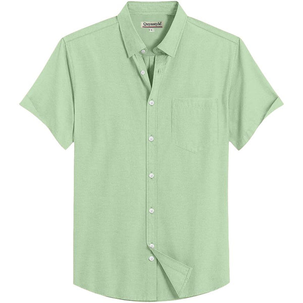 Olive Green Cotton Solid Half Sleeves Shirt