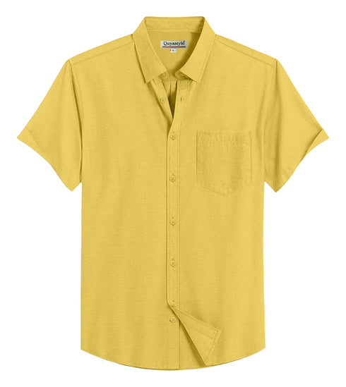 Mustard Cotton Solid Half Sleeves Shirt