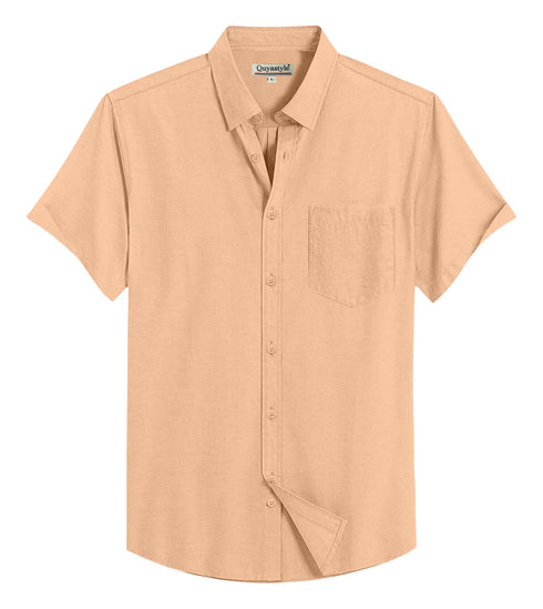 Orange Cream Cotton Solid Half Sleeves Shirt