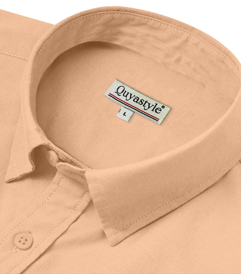 Orange Cream Cotton Solid Half Sleeves Shirt