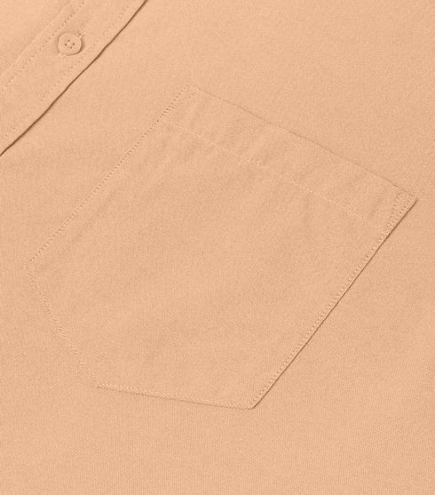 Orange Cream Cotton Solid Half Sleeves Shirt