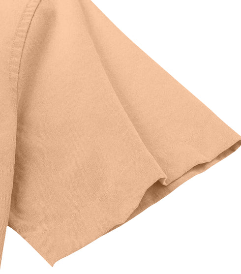 Orange Cream Cotton Solid Half Sleeves Shirt